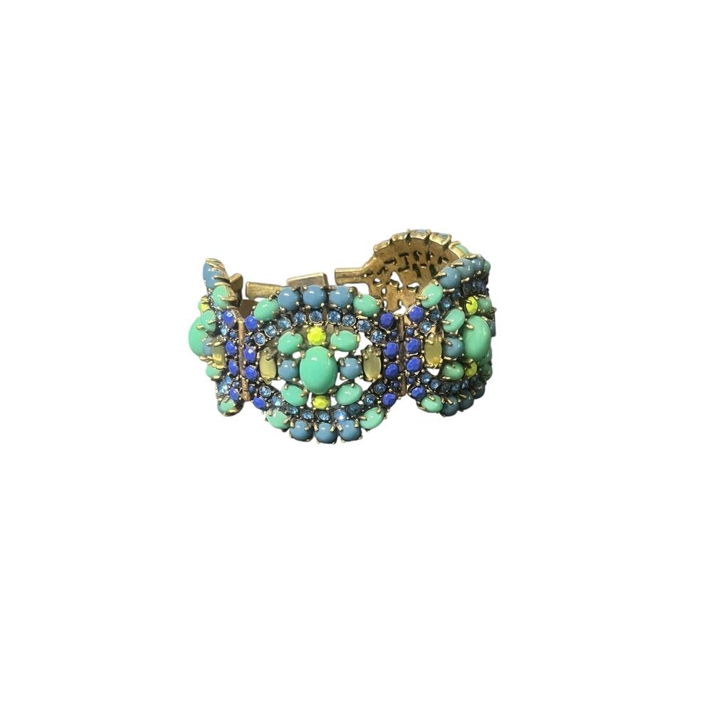 STELLA & DOT Sardinia Cabochon Turquoise Blue Rhinestone Statement Bracelet